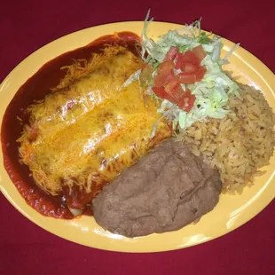 Beef enchilada plate