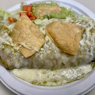 Carnitas burrito enchilada style