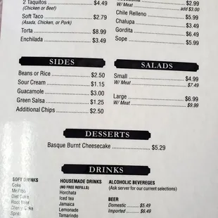 menu