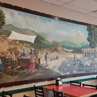 a mural of a mexican restaurant
