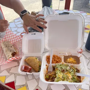 Nopalitos burrito, Chicken taco, Enchiladas!!