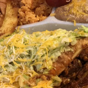Chicharrones con chile Colorado Chimichangas Combo