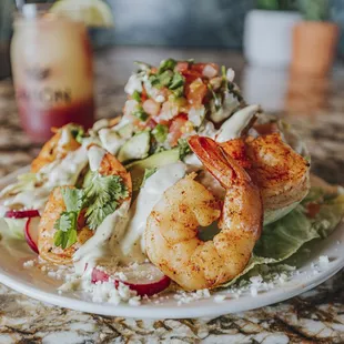 Jefes Wedge Salad with Shrimp
