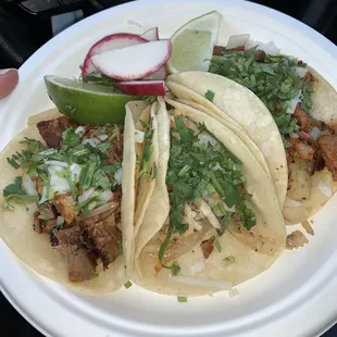 Fish Tacos, Al pastor taco, Barcacoa de Borrego Tacos