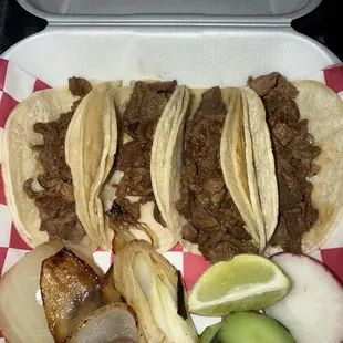 Asada Tacos plain with grilled onions