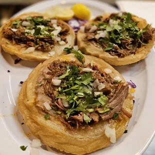 Sopes - it's a must!  They change it up from time to time(more meat, less meat, more doughy, more crunchy) but it gets better every time!