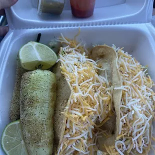 Chicken tacos and peppers