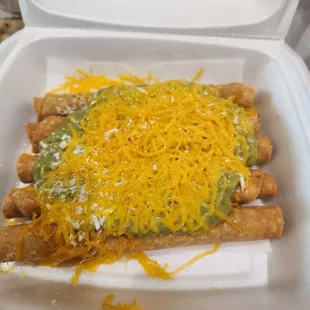 5 Rolled Tacos ($9.25):  cost more than San Diego and minimal cotija cheese, but this was still good overall, 7.5 rating.