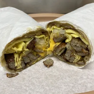 Sausage breakfast burrito