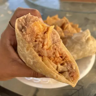 Inside the BRC burrito (beans, rice and cheese)