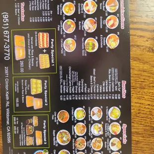 sushi and sashimi, menu