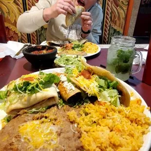 a woman eating mexican food