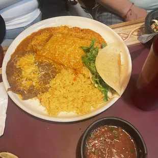 Enchilada and soft taco