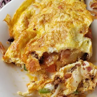 Chorizo, jack, tomato and Serrano omelette