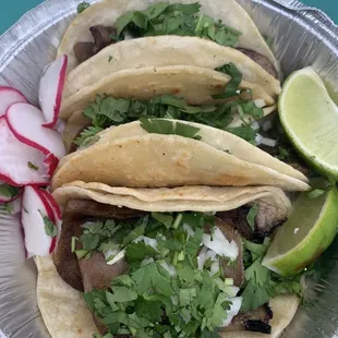 Beef tongue tacos