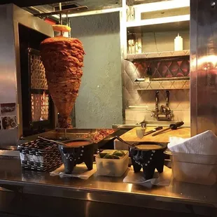 Al pastor, straight from then machine Tomorrow!  Specials for tomorrow: Beef tongue tacos and mushroom quesadilla. #TacoTuesday