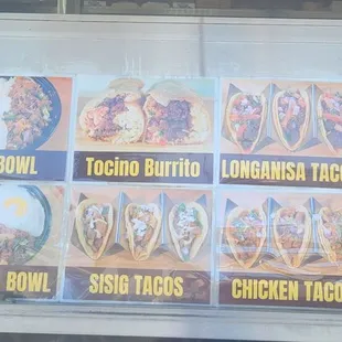 Photos of their menu offering.