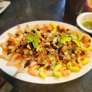 Table appetizer. Seafood was fresh and delicious.