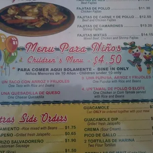 a menu for a mexican restaurant