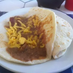 Bean, bacon and cheese.