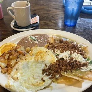 Chilaquiles with chorizo