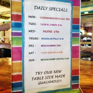 Daily Specials' prices went up