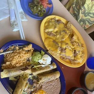 Flautas and Bean &amp; Cheese Nachos