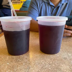 Jamaica juice. ( hibiscus tea juice sweetened)  My fave drink at any Mexican restaurants...