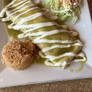 Burrito w green sauce