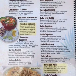 a menu for a mexican restaurant