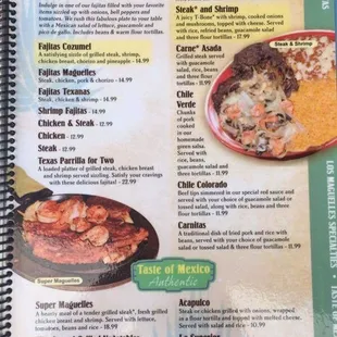 a menu for a mexican restaurant