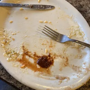 My empty plate that held the Burrito Bandera