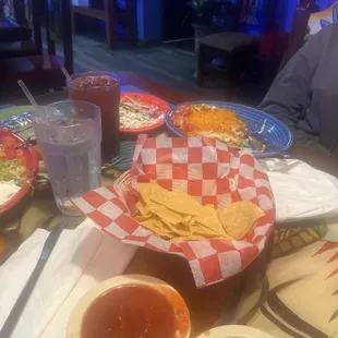 Chips and salsa  Chicken quesadilla