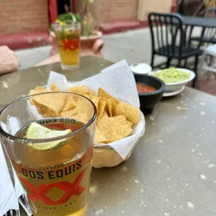 Started with appetizers. Fresh made guacamole and salsa/chips.