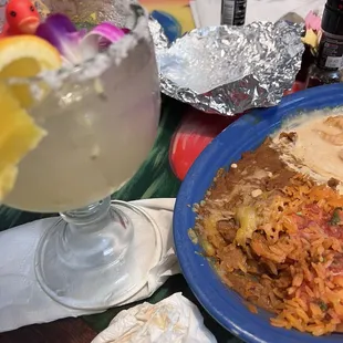 Beans, rice chipotle shrimp