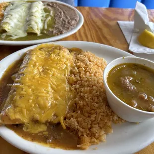 Chicken and beef enchiladas