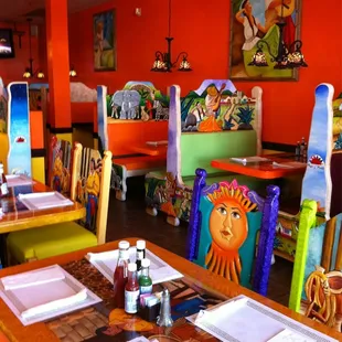 Part of dining area. Very colorful.
