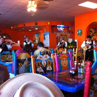 Mariachi band &amp; dining area.