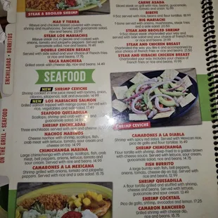 sushi and sashimi, menu