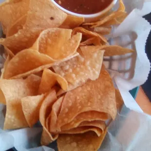 Chips and salsa at Los Mariachis on Bataan. The chips were salty and the salsa so-so