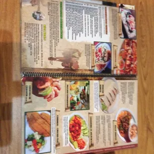 a menu and a bottle of ketchup
