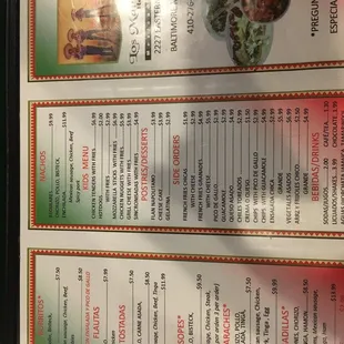menu