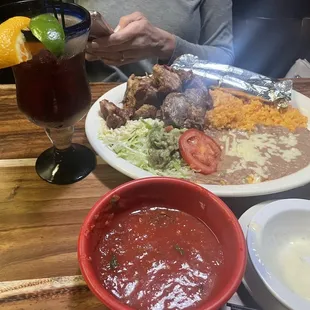 Carnitas, salsa and cheese dip