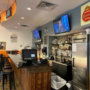 the bar and televisions
