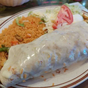 a burrito and rice