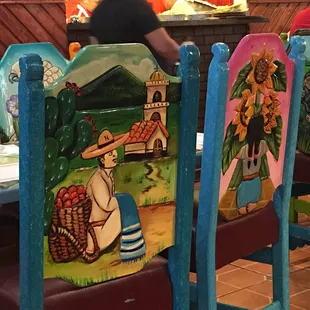 Cool artwork on the chairs