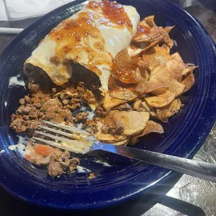 El Burrito Bravo with steak.