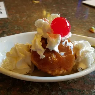 Vanilla ice cream, hand-dipped in a cinnamon coating