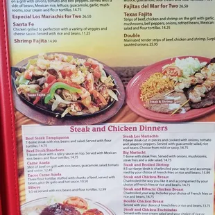 a menu for a mexican restaurant