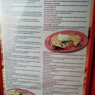a menu for a mexican restaurant